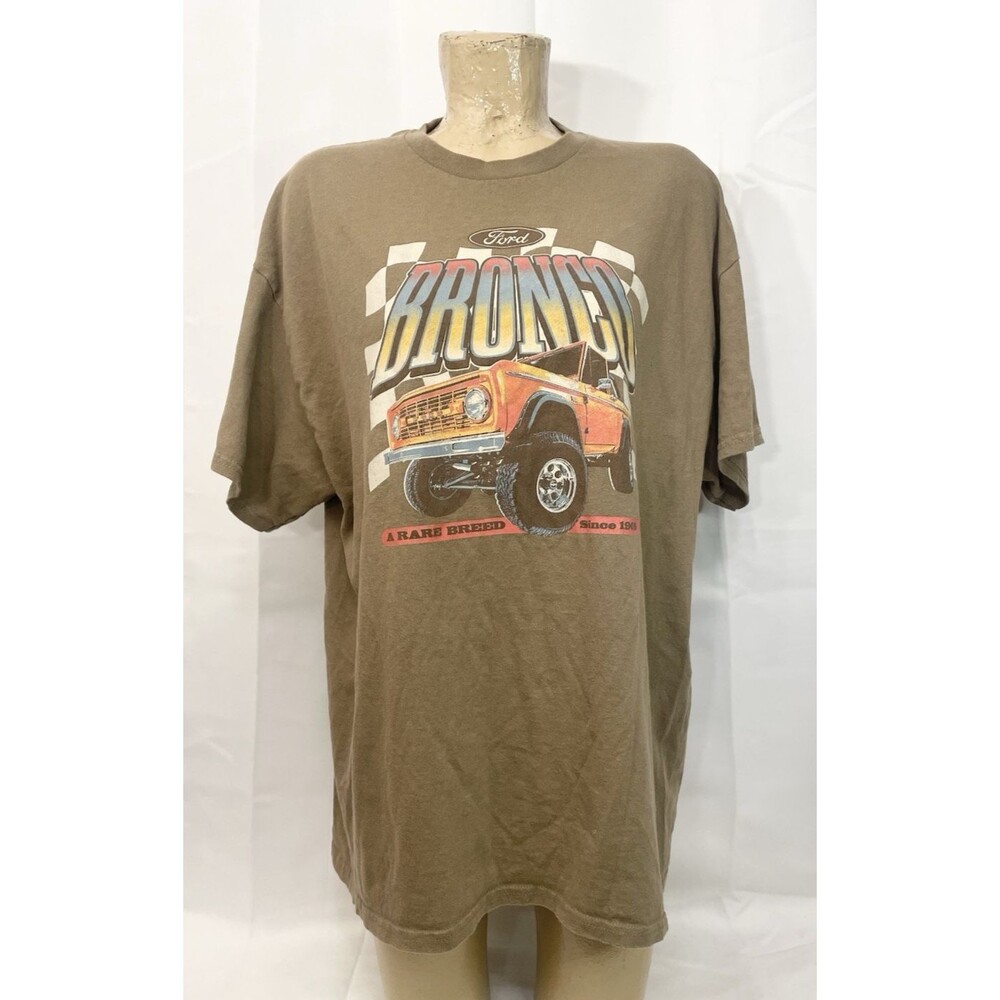FORD BRONCO T Tee Shirt Size L Large 48" Rare Breed 1968 Brown Short Sleeve Auto